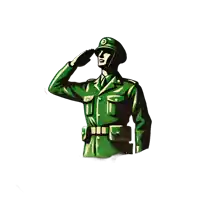 a drawing of a soldier saluting with a green uniform