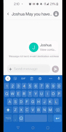 a phone screen shows a text message from joshua