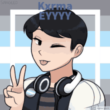 a cartoon drawing of a person with the name kxrma eyyy on it