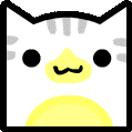 a drawing of a cat with a yellow nose and a black face .