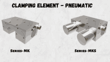 a series-mk and series-mks clamp are shown on a gray background