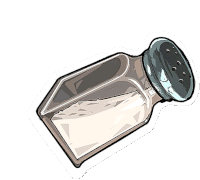 a sticker of a salt shaker filled with salt on a white background