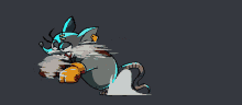 a pixel art drawing of a rat with a blue head