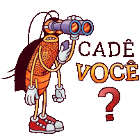 a cartoon cockroach is looking through binoculars with the words cadé voce behind him