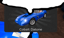 a blue car with the name cobalt datone on the bottom