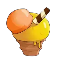 a cartoon drawing of an ice cream cone with two scoops on top