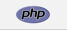 a logo for php is shown in a purple oval