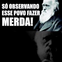 a black and white photo of a man with the words so observando esse povo fazer merda on top