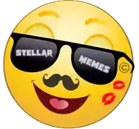 a smiley face wearing sunglasses with the words stellar memes on it