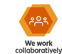 a logo that says we work collaboratively with two people