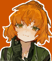 a drawing of a girl with short orange hair