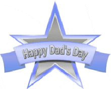 a blue star with a blue ribbon that says happy dad 's day on it