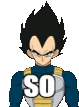 a cartoon of vegeta from dragon ball z with the words `` so '' written on his chest .