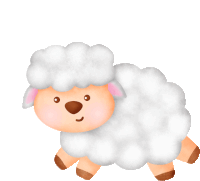 a cartoon sheep with a brown nose and brown legs