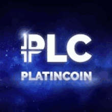 the logo for plc platincoin is on a blue background with stars .