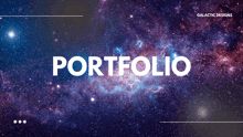 a galaxy background with the word portfolio in white