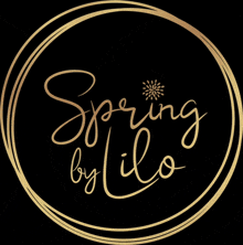 a logo for spring by lilo with a flower in the center