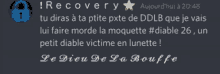 a recovery message in french is displayed on a gray background