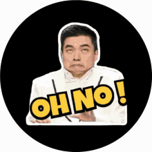 a sticker of a man with the word oh no on it