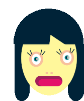 a cartoon illustration of a woman 's face with a surprised look on her face