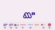 a logo for a company called m2 with other logos on a pink background