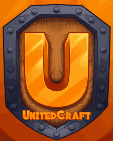 a wooden shield with the letter u on it and the words united craft below it