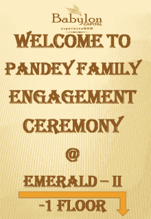 a babylon capital sign welcomes people to a family engagement ceremony