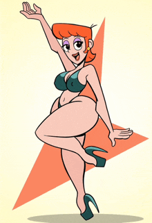 a cartoon drawing of a woman in a bikini