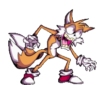 a cartoon drawing of tails from sonic the hedgehog with his mouth wide open .