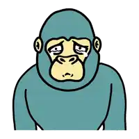 a cartoon drawing of a gorilla with a sad look on its face