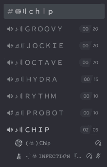 a screenshot of a playlist with the word chip at the top of it