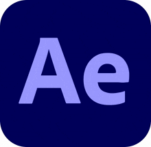 a blue square with a purple letter ae on it