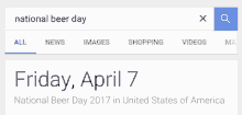 a google search for national beer day on april 7th