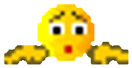 a pixel art illustration of a yellow smiley face with a surprised expression .