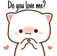 a cartoon cat is blowing a kiss and asking if you love me .