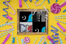 a picture frame surrounded by candy canes and ribbons with the word ccl written on it