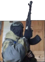 a man in a ski mask is holding a gun