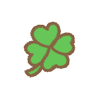 a green four leaf clover with a brown border on a white background