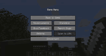 a screenshot of a minecraft game menu with options and disconnect highlighted