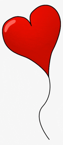 a cartoon drawing of a red heart with a white tail