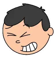 a cartoon of a boy making a funny face with his mouth open