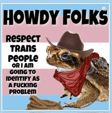 a poster with a frog wearing a cowboy hat and bandana