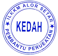 a blue stamp with the word kedah written in the center