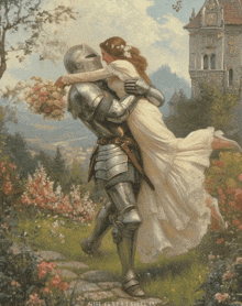 a painting of a knight carrying a woman in his arms with sir gallard iv written on the bottom