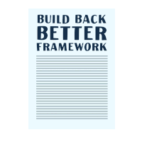 a hand stamping a document that says " build back better framework "