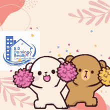 a b.d. domingo realty logo is behind two bears