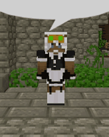 a minecraft character is wearing a maid outfit and sunglasses .