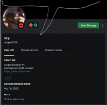 a screenshot of a person 's discord account with a green send message button