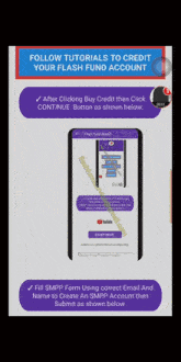 a screenshot of a phone with instructions on how to credit a flash fund account
