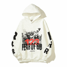 a white hoodie says fear of god athletics on the front